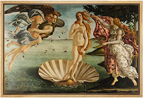 wall26 Birth of Venus by Botticelli Giclee Framed Canvas Prints Wrapped Gallery Wall Art, Stretched & Framed Ready to Hang - 16"x24" NATURAL