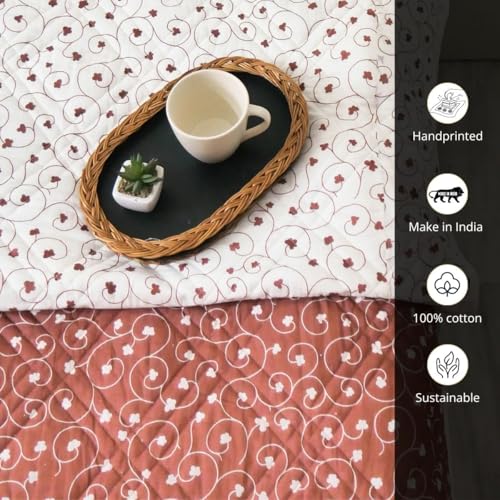 Image of Peepul Tree Hand Printed 100% Cotton Malmal Queen Bed 90 x 108 Inches