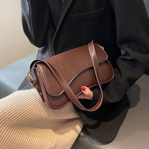 Image of Shoulder Bag for women Y2K Crossbody Vegan Leather Purse Straps Retro Clutch Hobo Hadbags with 2 Removable