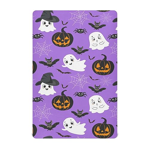Image of Ghost Halloween Crib Sheets Soft Breathable Fitted Baby Crib Sheets Mattress Cover for Girl Boys, 52 inch x 28 inch x 9 inch