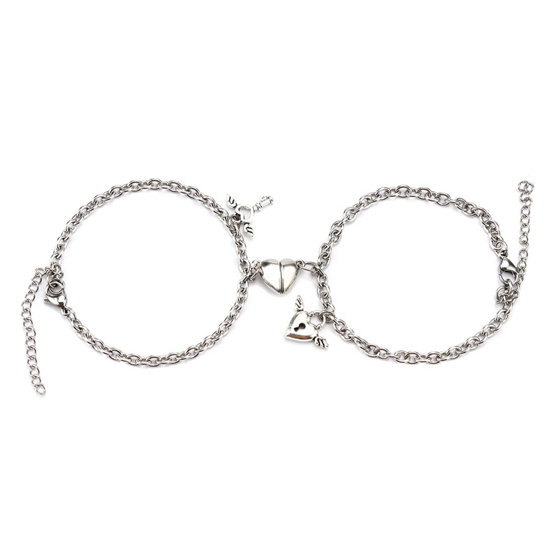 VELESAY1Paar Paare Edelstahl Armband Magnetische Gegenseitige Anziehung Partner Armbänder 2 Set Curb Link Armband Freundschaftsarmband Geschenke für Pärchen Frauen Männer Gliederkette Armband