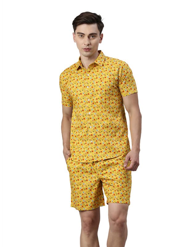 joven Men's Printed Yellow CO-Ords Set,100% Cotton,Super Soft Ultra Light Fabric,Comfort Fit,Machine Wash, Unique Designs,Casual wear,Highly Durable,Sleep wear-picture-25