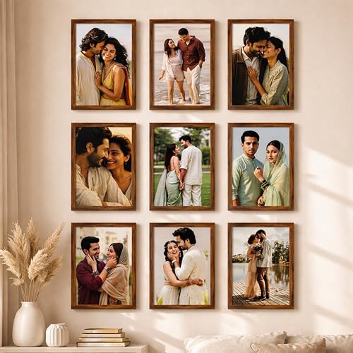 Image of Art Street Premium Photo Frame for living room, Classic Aesthetic Design Photo Frames for Photograph, Art Work, Kids Room Set of 9 (8x12 Inch, Brown)
