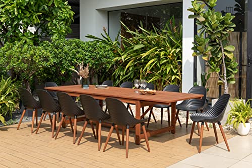 Amazonia | Eucalyptus Wood | Ideal For Patio And Outdoors Nardo 13-Piece Rectangular Extendable Dining Set, Brown #TOP18
