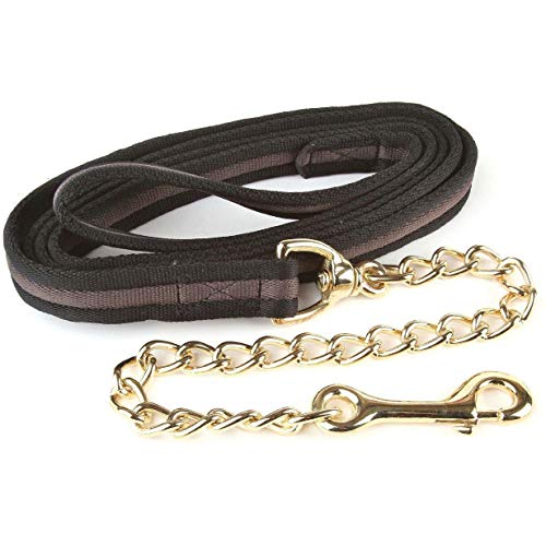 Hy Soft Webbing Lead Rein with Chain – Black/Grey – 2m