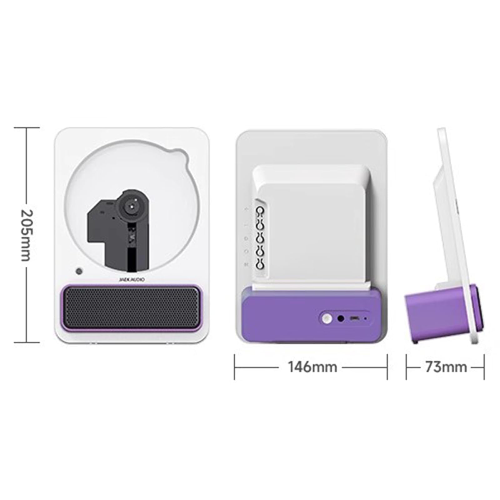 Lettore CD portatile con Bluetooth, telecomando, jack per cuffie da 3,5 mm, altoparlante HiFi per uso domestico e ufficio, lettore audio compatto ed elegante