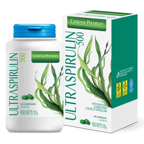 SPIRULINA, 250 compresse - Alga naturale, fonte di energia, resistenza e sistema immunitario - con Proteine Vegetali, ricca di Ficocianina - Cisbani Pharma