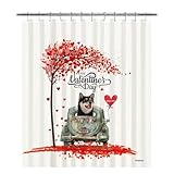 GABSHAIM Happy Valentine's Day Shower Curtain Custom Shiba Inu Dog Name Shower Curtain Cute Pet in A Car with Ballon Pattern Curtains with Hooks Bathroom Decor 72x80 Inches Style 4