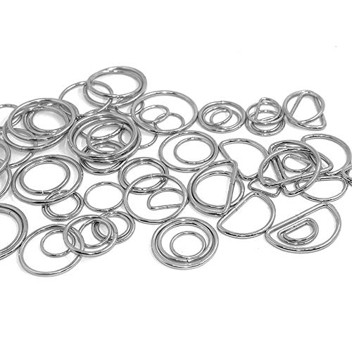 SENHAI 50 Stück Sortiert Splitter-O-Ring & 20 Stück Mehrzweck Metall D Ring zum Hardware Kunst Nähprojekte Handgemachte DIY Zubehör