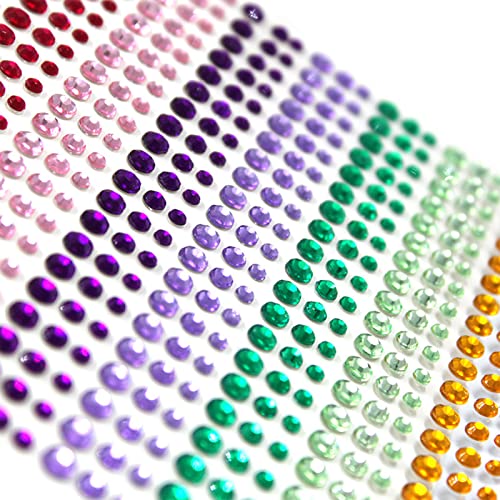 900 Piezas Pegatinas de Diamantes de Imitación, 3mm 4mm 5mm Auto Adhesivas Multicolor Gemas, Ideales Para Tarjetas Artesanales Niños Decoraciones Cover