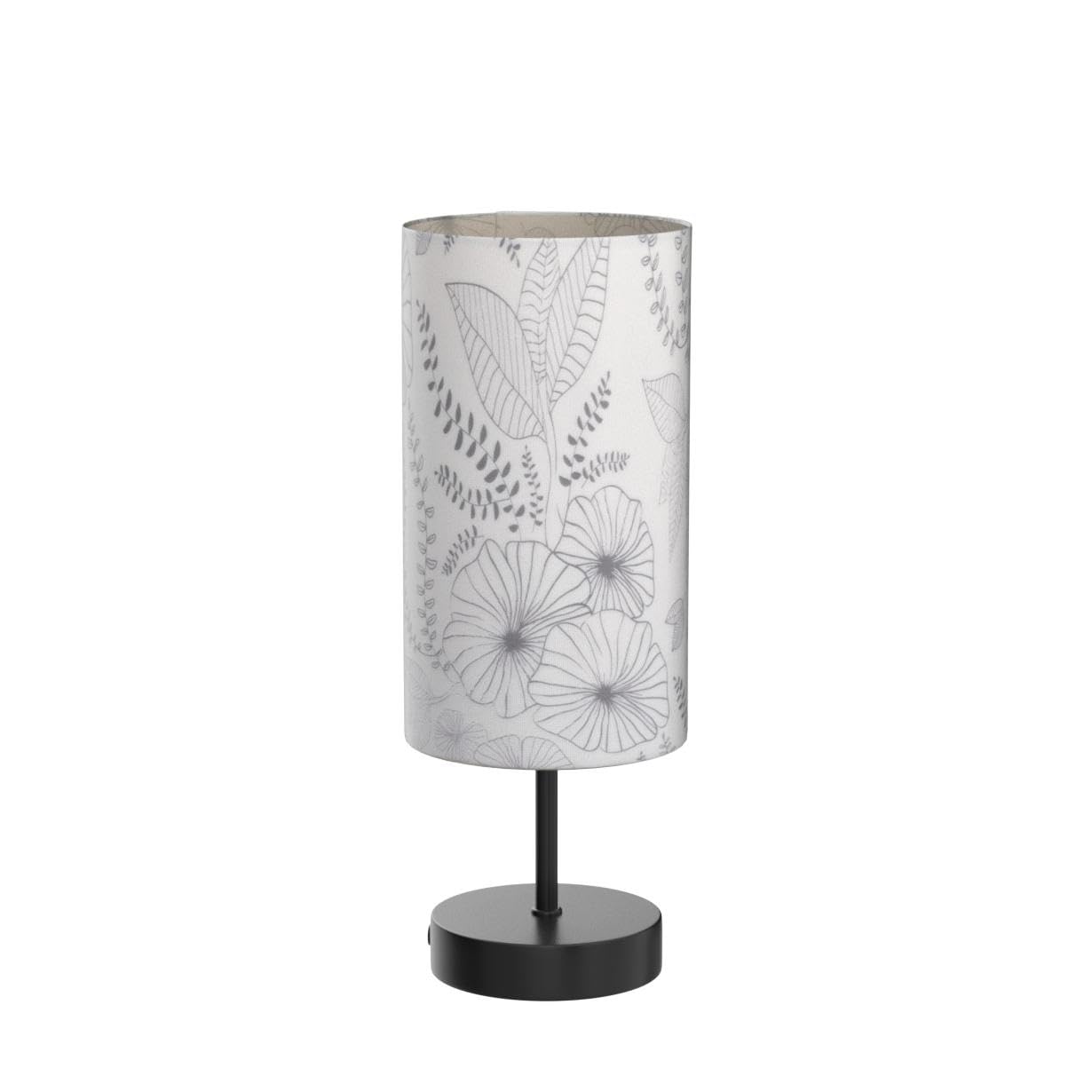 Lámpara de noche con control táctil con 2 puertos USB, lámpara de mesa regulable de 3 vías para dormitorio, lámpara de mesita de noche con pantalla redonda de tela de flores para sala de 4