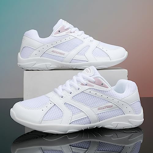 Image of Girls White Cheerleading Shoes Lightweight Competition Tennis Shoes Women Hip Hop Gymnastics Dance Sneakers