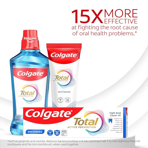 colgate total whitening toothpaste paste 51 oz 4 pack fluoride antibacterial for plaque gingivitis sensitivity stain removal clinically proven mint teeth whitening stannous fluoride