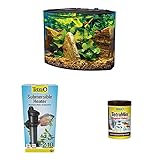 Tetra 5 Gallon Crescent Aquarium, Plus Submersible Heater, TetraMin Tropical Flakes