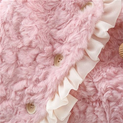 Baby Girls Cropped Fuzzy Jacket Flower Print Button Long Sleeve Sherpa Coat Toddler Cute Stylish Warm Winter Outerwear2