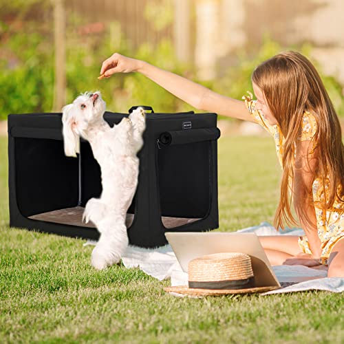 Petsfit Hundebox für Zuhause, Hundebox faltbar für große Hunde, Hundetransportbox Auto Verstellbares Design Hundeschlafbox, Zimmerkennel Hund mit Reißfeste Netzfenster & plüsche Betteinlage