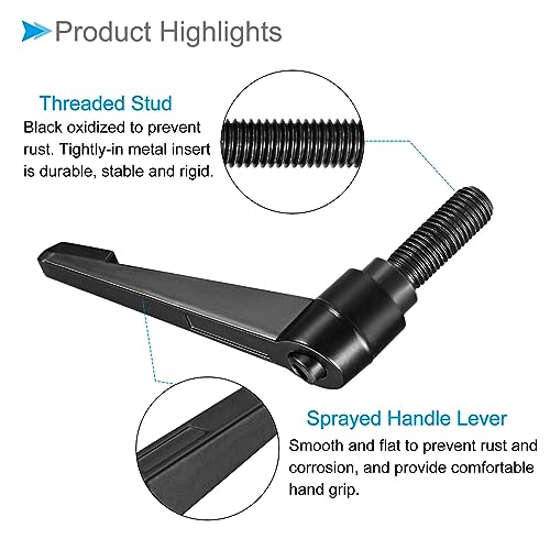 Image of Clamping Lever Handles, M16 x 33mm Male Thread, Adjustable Quick Release Locking Rotating Bolt Knobs Black - (Applications: for Lathe Machinery), 1-Piece