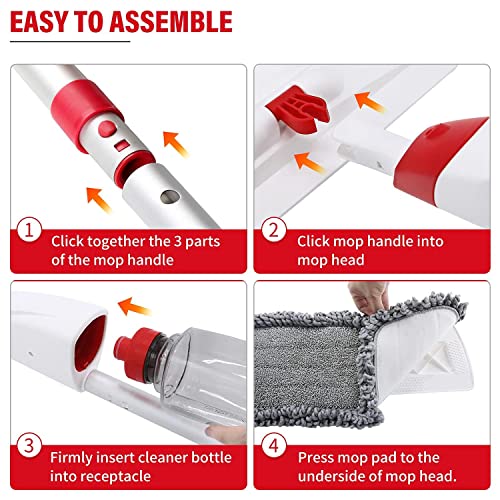 Sturdy Spray Mops For Floor Cleaning Microfiber Spray Mop With 700Ml Refillable Bottle & 3 Washable Mop Pads Wet Dry Floor Mop With 360 Degree Swivel Head Flat Mop For Home Kitchen Hardwood Laminate #TOP6