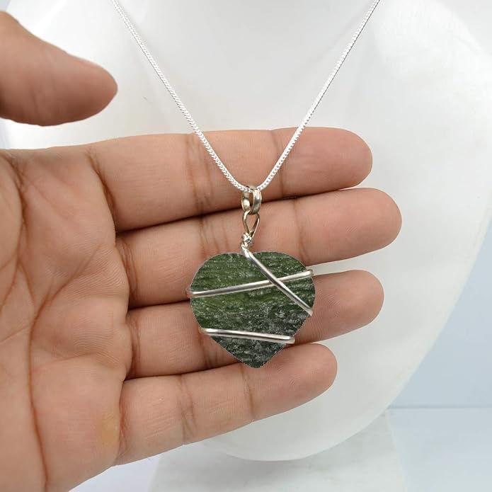 Authentic Moldavite Pendant Necklace Real Czech Moldavite Crystal 925 Sterling Silver Handmade Healing Crystal Jewelry Gift for Her Chakra Birthstone Pendant - Image 2