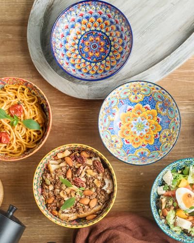 Cereal Bowls Set of 6, Ceramic Soup Bowls 26 oz Colorful Fluted Bowls Set for Kitchen, Dishwasher & Microwave Safe for Cereal, Soup, Oatmeal, Ice Cream, Salad, Pasta - Image 7