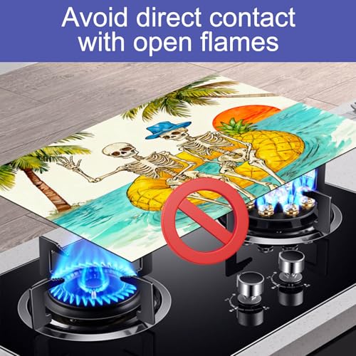 Image of HOMETITUTE Summer Stove Top Cover 28x20 Island Sunset Skull Heat Resistant