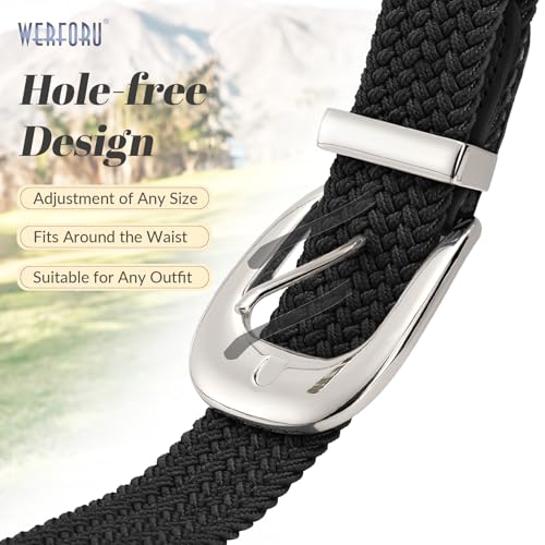 WERFORU Women Braided Belt Stretch Braided Belt for Women Braided Woven Elastic 1.3" Wide Canvas Casual for Pants Jeans4