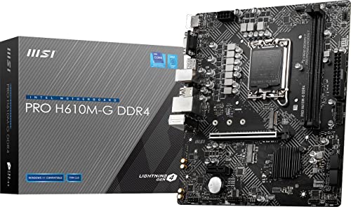 Image of MSI PRO H610M-G DDR4 V1 Motherboard (12th /13th /14th Gen Intel Core, LGA 1700 Socket, DDR4, PCIe 4, SATA 6Gb /s, 1Gbps LAN, M.2 Slots, USB 3.2, mATX)