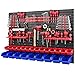 Werkzeugwand Stapelboxen - 1152 x 780 mm - Lagersystem SET Werkzeughaltern und 23 Rot/Blau Boxen - Wandregal Werkstattregal Lochwand Schüttenregal Sichtlagerkästen