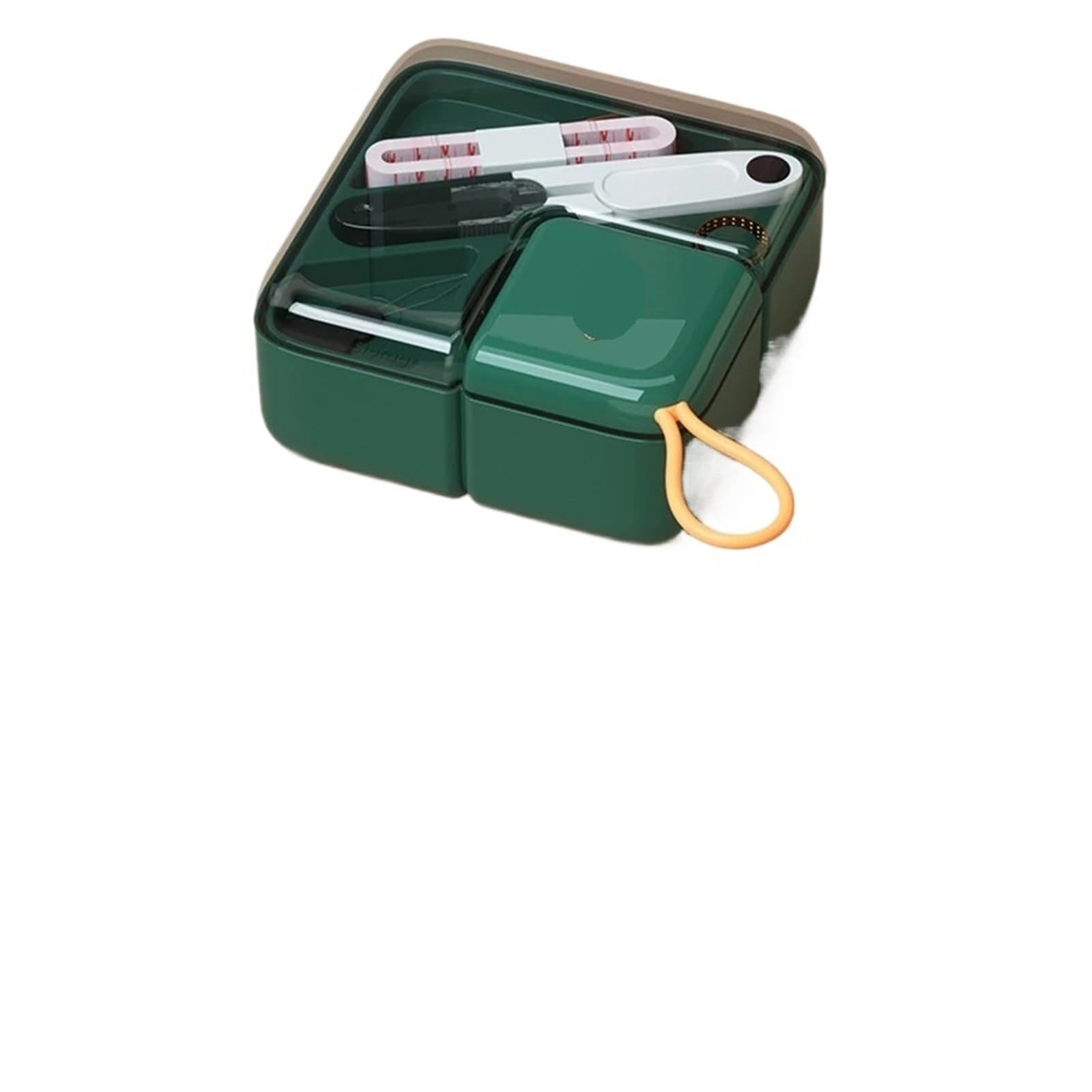 Set di scatole da cucito Scatola immagazzinaggio for a mano portatile e multifunzionale Mini set for uso domestico viaggio Kit(Dark Green)