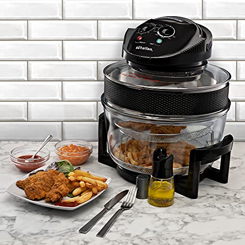 Schallen-17L-2-in-1-Deluxe-Black-Glass-Air-Fryer-Deep-Fat-Free-Frying-Healthy-Halogen-Cooker-Accessories-Included
