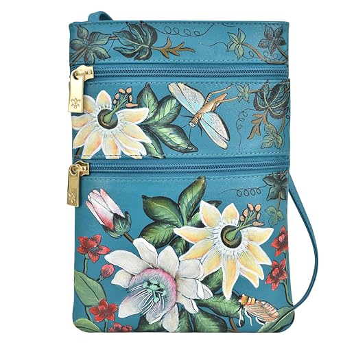 Image of Anuschka Women's Leather Crossbody Bag - Hand-Painted Genuine Leather Handbag with Pockets for Everyday Use - 448