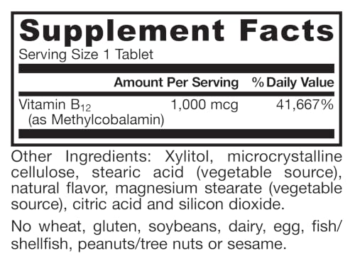 Jarrow Formulas Methyl Vitamin B-12 1000 mcg, 100 Chewable Tablets, Lemon Flavored- Bioactive B12 Vitamin - Supports Cellular Energy Production, Brain Health & Metabolism - 100 Servings - image 8