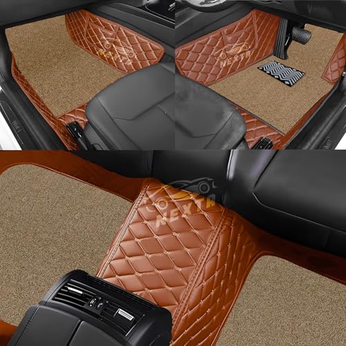 Image of 7D Premium Imported Car Foot Mat for Audi A3 Auto (2016-2026)|Luxurious & Elegant Look | 100% Waterproof and Dust Proof | Custom Fitted Car Floor Mat-Tan with Coffee Beige Grass