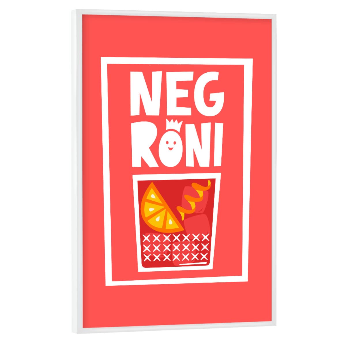 artboxONE Poster mit weißem Rahmen 75x50 cm Typografie Negroni - Bild Cocktail aperol Cocktail