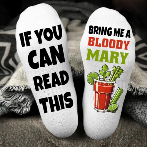 Designs by Kry Bring me a Bloody Mary Socks for Men and Women, Beverages Women's Socks, Men's Bloody Mary Crew Socks2