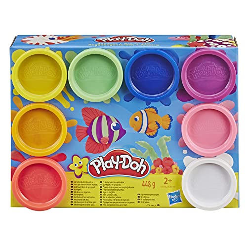 Play-Doh Drizzy výrobník zmrzliny s polevami, 3 roky +, včetně modelíny Drizzle a 6 barev, vícebarevný & balení po 8 kusech 5044EU4, modelína v duhových barvách, pro nápadité a kreativní hraní,