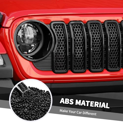 Image of 9PCS Headlight Cover & Front Grill Mesh Inserts Compatible with Jeep Wrangler JL JLU 2024+, NOT FIT JL Sport /Sport S (Black)
