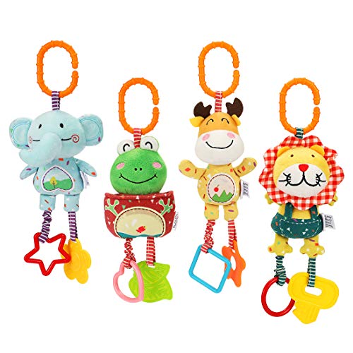 Image of TUMAMA 4 Pack Baby Handbells Rattles Soft Plush Development Toys for Newborn Infant Birthday Present,Christmas Gifts