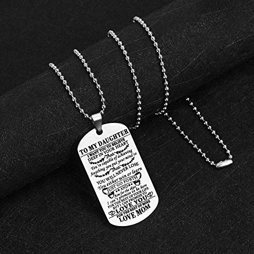 SUMMER LOVE Dad Mom To My Son Daughter I Want You To Believe Stainless Steel Dog Tag Military Air Force Pendant Necklace Ball Chain Gift for Birthday Graduation4