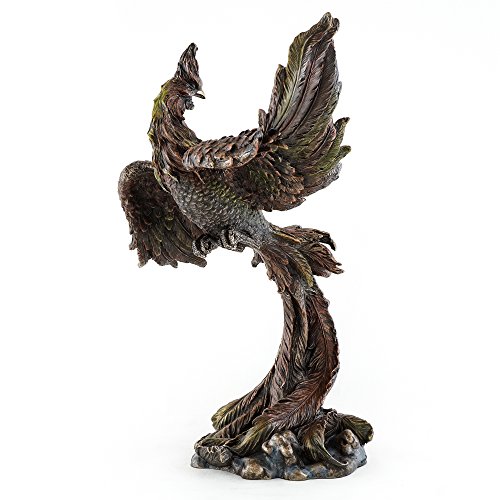 Estatua de Fénix mítico en bronce fundido frío 12.25 pulg miniatura 3