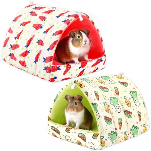 UPINS 2 Pack Guinea Pig Bed, Guinea Pig Hideout Washable Small Animal House Cage Accessories for Dwarf Rabbits Chinchillas Hamsters Hedgehogs Ferrets Bearded Dragons and Rats