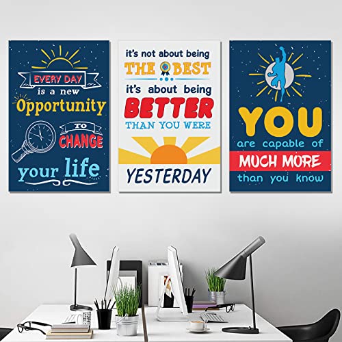 Image of Chaka Chaundh Motivational Wall Posters (Set of 10) - For Room, Boys - Inspirational Chalkboard Design (18 X 12 Inches) (Blue & White)