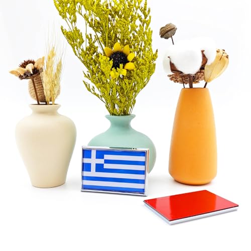 Image of Greece Flag Sticker Emblem Greek Decal Car Chrome Flags, 2 Pack, 3 x 2 inches
