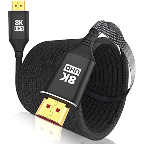 KELink 8K HDMI 2.1 Cable 25FT, 48Gbps Ultra High Speed Black Braided HDMI Cord - Get 4k @ 120Hz On PS5 - Supports 8k @ 60Hz, HDR, eArc, Dolby Vision, & More Cover