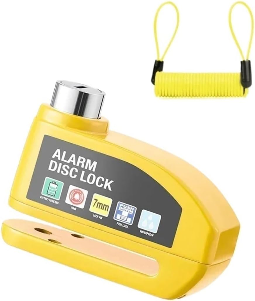 Bicycle Disc Brake Lock Alarm Lock Brake Disc Anti-Theft Lock Riding Equipment High Decibel Disc Brake(Orange)