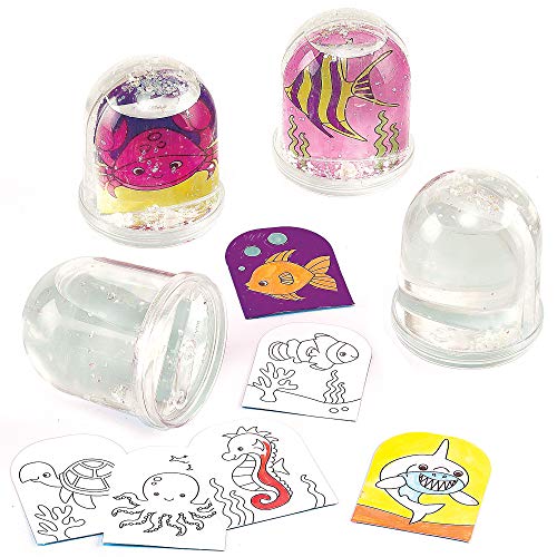 Baker Ross Bolas de Nieve con Animales Marinos para Colorear que los Niños Pueden Decorar y Exhibir (Caja de 4)