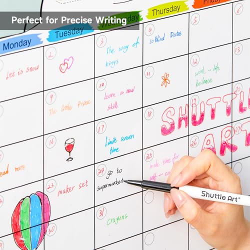 Image of Shuttle Art Ultra Fine Dry Erase Markers, 15 Colors Whiteboard Markers with Erase, Dry Erase Markers Perfect For Writing on Whiteboards, Dry-Erase Boards,Mirrors for School Office Home