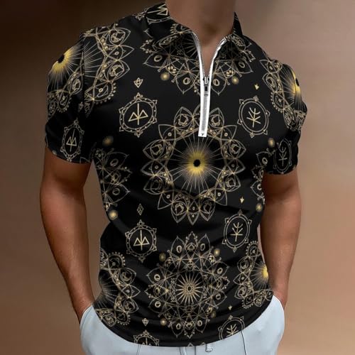 Men's Short Sleeve Solid Zipper Polo Tracksuit Men's Classic Regular-Fit Quick-Dry Golf Zipper Polo Shirt Tracksuit2