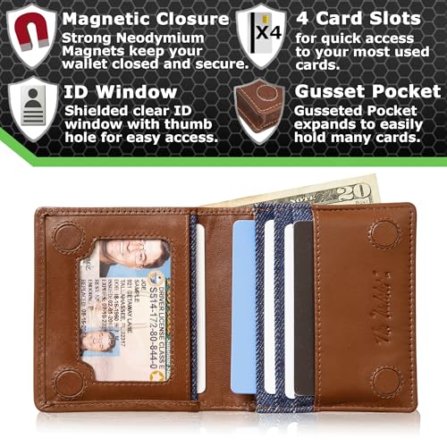 ID Stronghold Waltlet - RFID Blocking Bifold Wallet for Men with Magnetic Clasp (IDSH7068-den)2