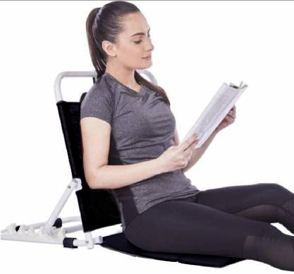 kossto Nylon Adjustable Hospital Back Rest For Use On Bed Or Back Support Back Adjustable, Multi Function, 5 Changeable Recline Angles,Foldable & Portable Universal Size (Black)